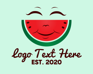 Cute - Happy Watermelon Fruit logo design