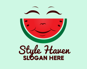Happy Watermelon Fruit  Logo