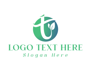 Beauty - Leaf Organic Letter T logo design