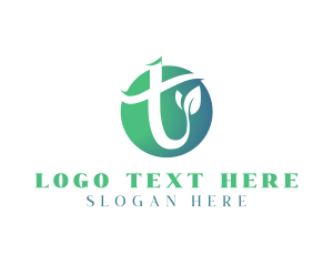 Gradient - Leaf Organic Letter T logo design