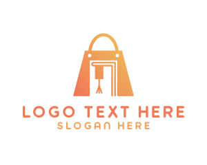 Grocery store text with creative shopping bag logo