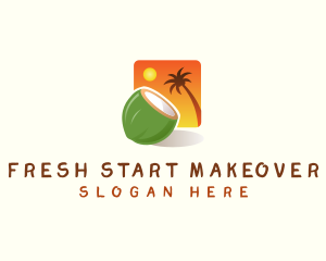 Coconut Sunset Tropical logo design