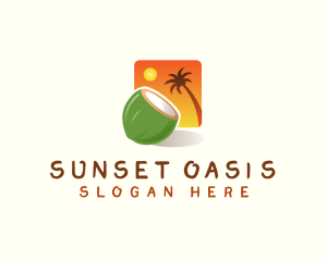 Coconut Sunset Tropical logo design