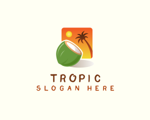 Coconut Sunset Tropical logo design