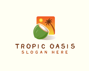 Coconut Sunset Tropical logo design