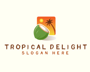 Coconut Sunset Tropical logo design