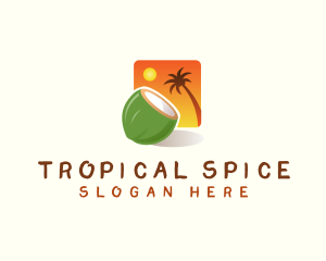 Coconut Sunset Tropical logo design