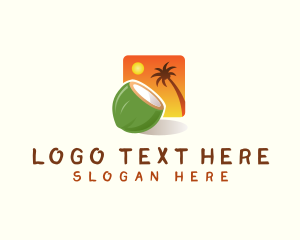 Palm Tree - Coconut Sunset Tropical logo design