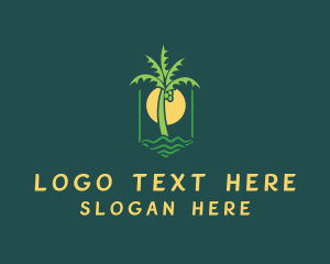 Snorkeling - Palm Tree Sunset Beach logo design