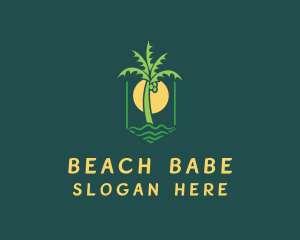 Palm Tree Sunset Beach logo design