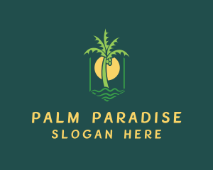 Palm Tree Sunset Beach logo design