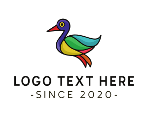 Bird - Colorful Duck Outline logo design