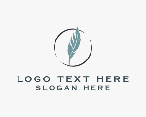 Literary - Feather Quill Calligraphy logo design
