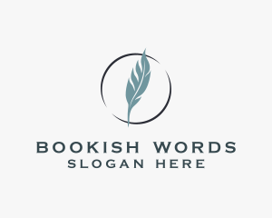 Literary - Feather Quill Calligraphy logo design