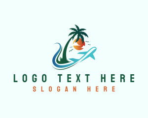 Palm Tree - Airplane Travel Tourism logo design
