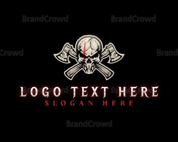 Skull Axe Weapon Logo