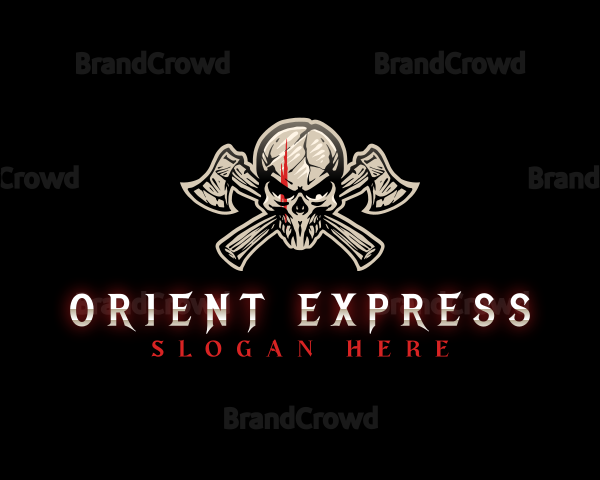 Skull Axe Weapon Logo