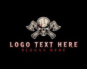 Mercenary - Skull Axe Weapon logo design