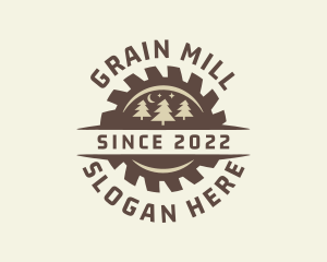 Lumber Mill Saw Badge logo design