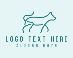 Teal - Walking Pet Outline logo design