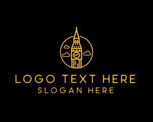 Black And Yellow - Big Ben Clock Tower logo design