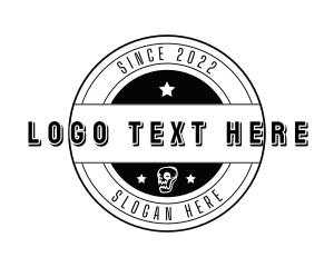 Rock And Roll - Hipster Skull Badge logo design