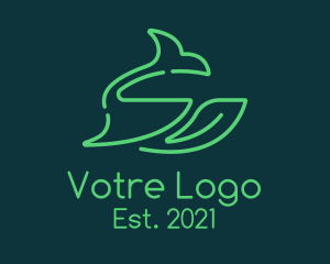 Whale Leaf Nature Wilderness logo design