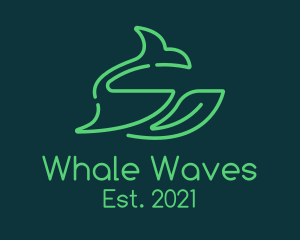 Whale Leaf Nature Wilderness logo design