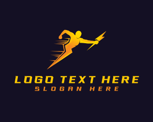 Voltage - Lightning Thunderbolt Man logo design
