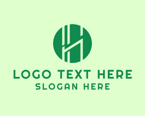 Round - Natural Bamboo Letter H logo design