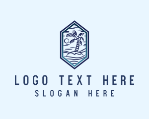 Tour - Hexagon Palm Tree Island logo design