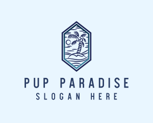 Hexagon Palm Tree Island logo design