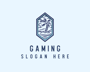 Lodging - Hexagon Palm Tree Island logo design