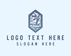 Seaside - Hexagon Palm Tree Island logo design
