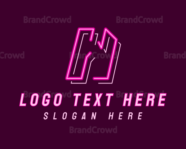 Neon Retro Gaming Letter W Logo