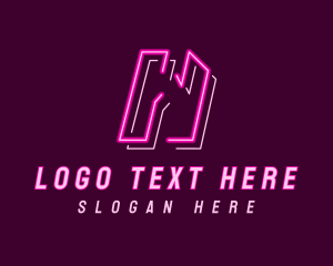 Neon Retro Gaming Letter W logo design