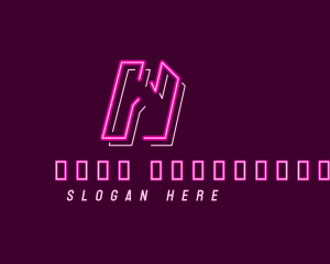 Neon Retro Gaming Letter W Logo
