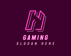 Neon Retro Gaming Letter W Logo