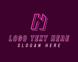 Neon Gaming Letter N logo design