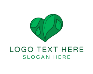 Vegetarian - Green Heart Leaves logo design