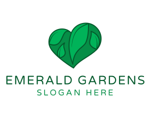 Green Heart Leaves logo design