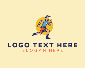 Trail Run - Marathon Runner Man logo design