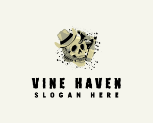 Skull Alcohol Drink logo design