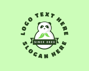 Panda Bear - Nature Panda Leaf logo design
