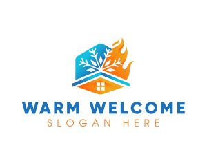 House Thermal Fire Snowflake logo design