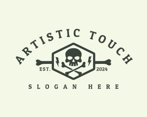 Skeleton Skull Crossbones logo design