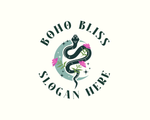 Venom Floral Snake logo design