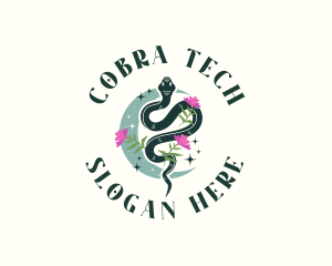 Venom Floral Snake logo design