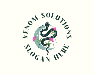 Venom Floral Snake logo design