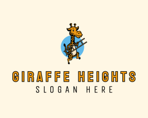 Giraffe Ladder Cartoon logo design